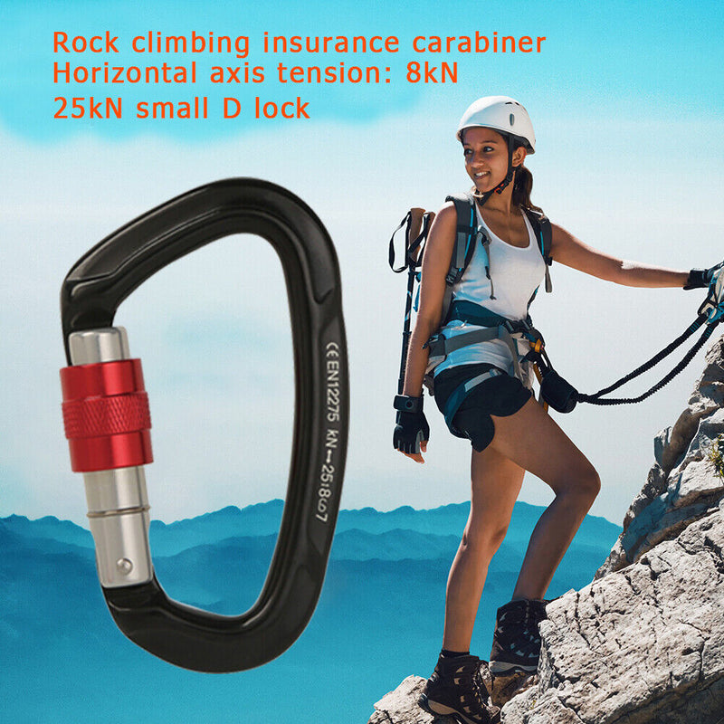 Aluminum Carabiner Outdoor Camping Climbing Hammock Lock Buckle (Black) Newly