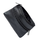 Small Black Leather Zip Wallet Card Holder Purse Key Holder Wallet Coin Pouch