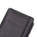 Women Retro Leather Purse Zipper Litchi Pattern Men Card Holder (Black)
