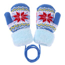 Warm Baby Kids Knitted Elastic Thicken Ski Casual Mittens Gloves(Sky Blue)