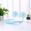 7 Blades USB Rechargeable Wearable Mini Hand Free Neckband Fan (Sky Blue)