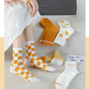 Plaid Orange Series Socks Clothing Accesories Tube Socks Sweet Stockings