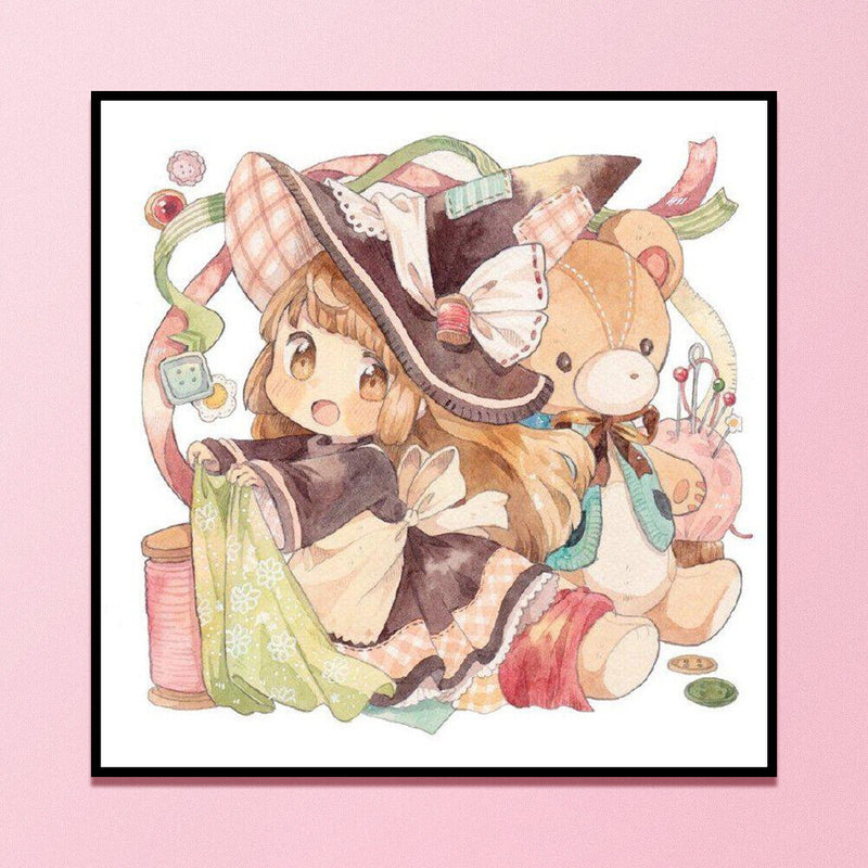 Partial Cross Stitch Witch Sewing Kit 3 Beach Stamped Artwork Gift Home Decor