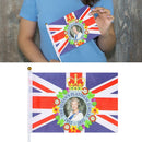 Fabric Union Jack Flag Hand Waving Flags Queen's Platinum Jubilee Bunting Flags