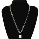 Steel  Chain Collar Statement Punk Choker Long Chain PadLock Pendant Necklace