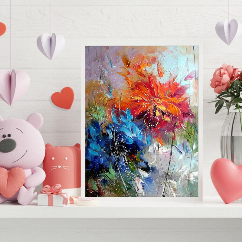 Oil Paint By Numbers Flower Frameless Picture Craft Kit for Home Living Room