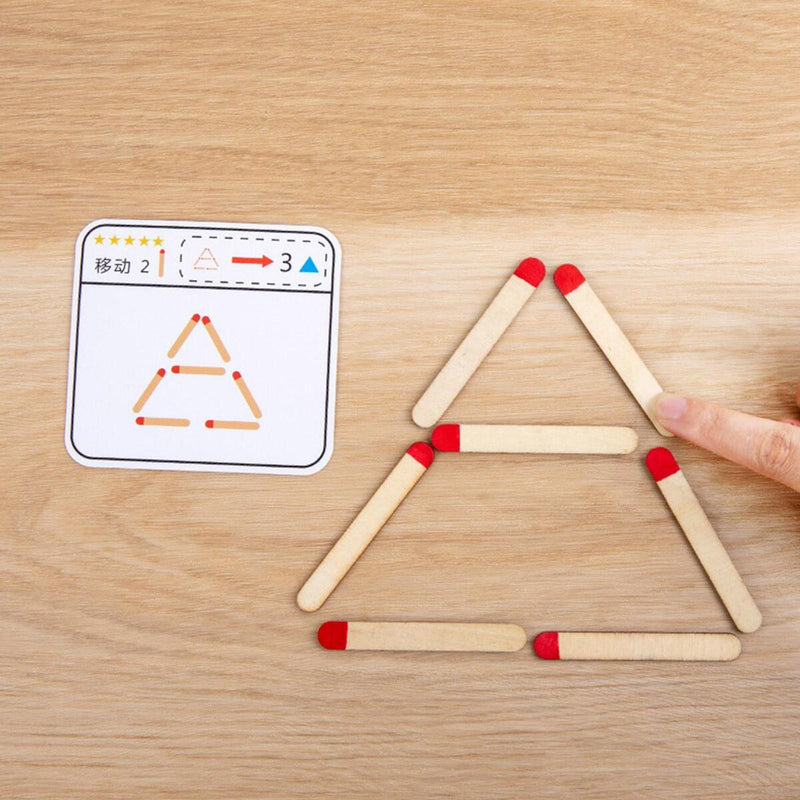 Montessori Matches Puzzles Game Wooden Toys DIY Math Geometry Board Game Toys`