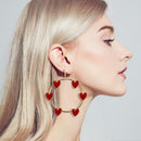 Simple Hollowed Drop Earrings Women Large Circle Heart Dangle Ear Stud Jewelr