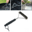 12'' Steel Wire Bristle Tri BBQ Barbecue Grill Brush _NEW Clean I2K7