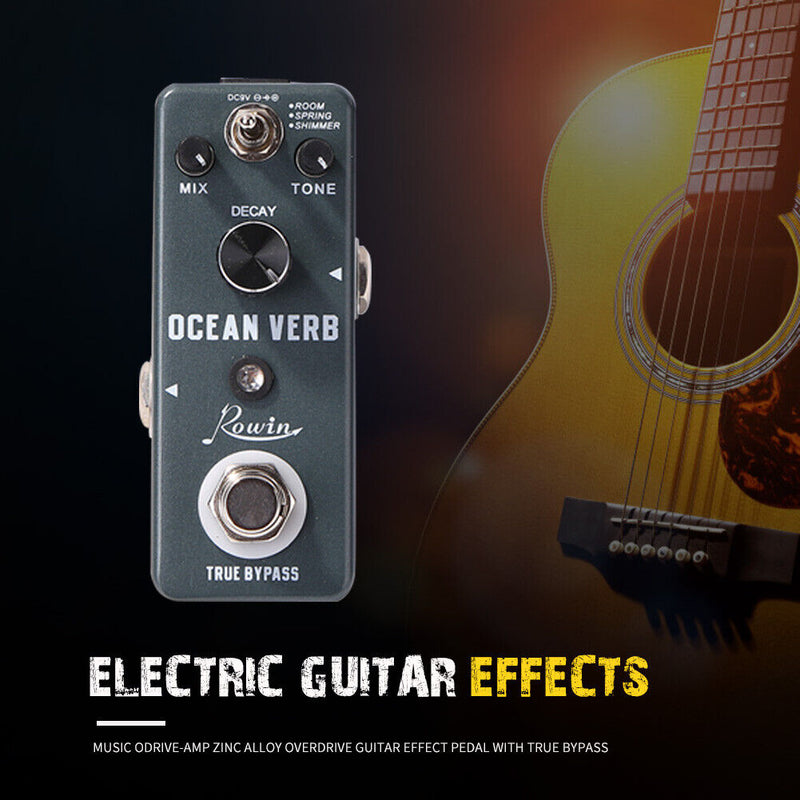 Rowin Guitar Digital Reverb Pedal Room Spring Shimmer Ocean Verb Effect Newly