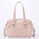 Retro Women Leather Solid Color Shoulder Bag Heart Large Capacity Messenger Bags