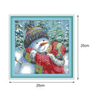 Art Canvas Kit Cross Stitch 14CT Stamped Home Needlework DIY Cartoon Snowman