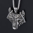 Metal Norse Fenrir Pendant Necklace Viking Wolf Head Nordic Scandinavian Amulet