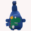 Kids Chest Bag Cute Fanny Cartoon Cross-body Money Pouch (Blue Dinosaur)