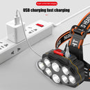 8LED Portable USB Rechargeable Headlight 2400mAh Power Display Head-Wear Torch