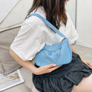 Retro Women Butterfly Chain Underarm Bag Casual PU Small Handbags (Blue)