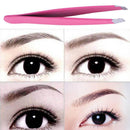 affeco Pro Oblique eyebrow tweezers stainless steel eyebrow correction (Rose red