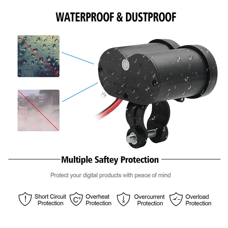 CS-313G1 Waterproof Motorcycle 2A USB Charger Adapter 12V DC Outlet with Switch