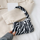 Autumn Female Shoulder Handbag Retro Top-handle Money Purse Plush Underarm Bags