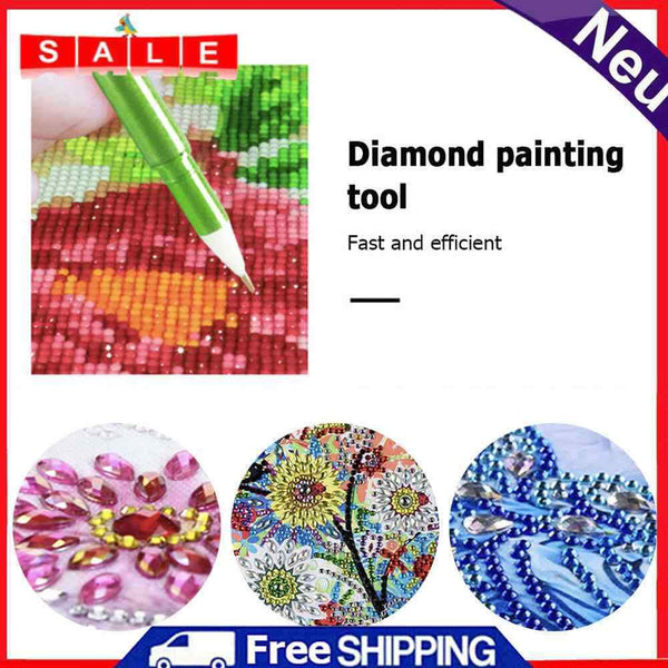 5D Diamond Painting Point Drill Pen Feather Shape DIY Craft Picker Tools (Green)