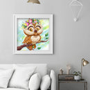 5D DIY Full Drill Round Shape Owl Rhinestone Diamond Drawing Home Decoration