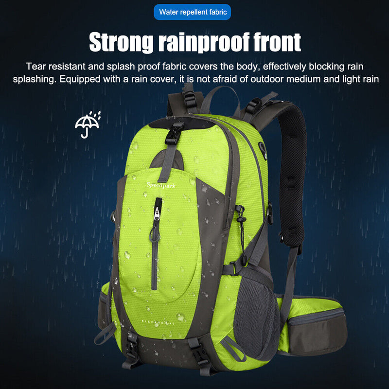 40L Waterproof Cycling Camping Backpack with Rain Cover (Fluorescent Green)