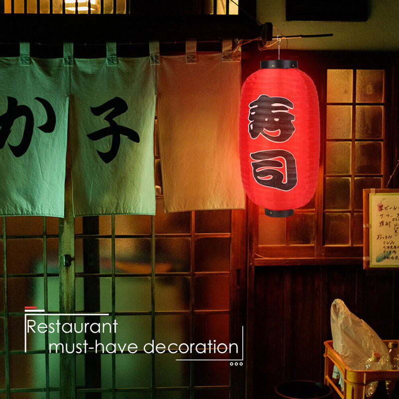 2x Sushi Lantern Cloth Japanese Style Sushi Pub Restaurant Decor with LED Wic