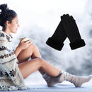 Fashion Women Cute Suede Gloves Autumn Winter Thickened Warm Full Finger Center