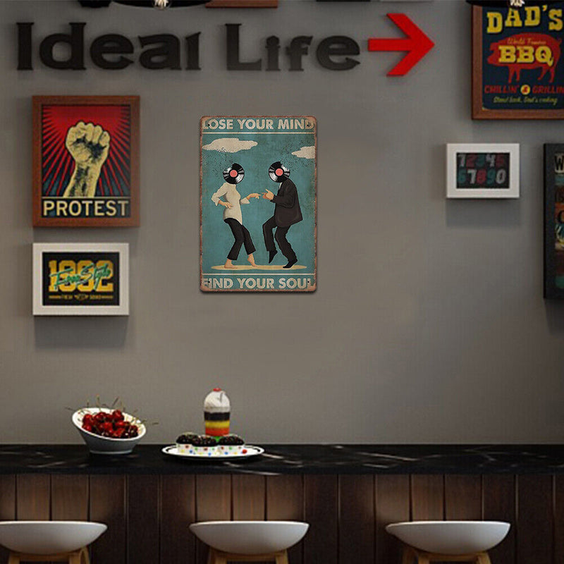 Record Couple Retro Metal Plate Tin Sign for Bar Pub Club Cafe Wall Art