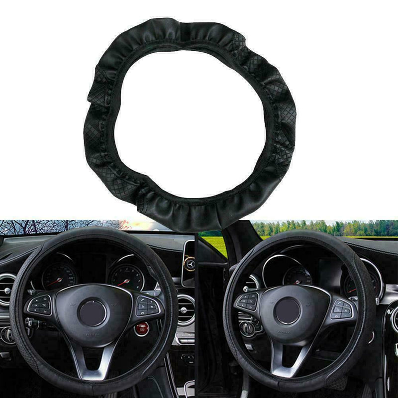 Black+Red Microfiber Leather Car Steering Wheel Protect Cover 38cm Sale N5S7