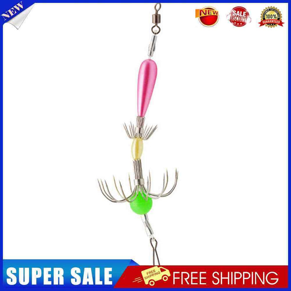 Double Row Fishing Cuttlefish Hook Carbon Steel Squid Hook Tackle (Pink)