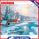 DIY Winter Scene Painting By Numbers Frameless Hand Painted Artwork Wall Decor