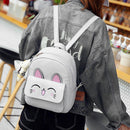 4pcs Women PU Rabbit Ear Backpack Shoulder Bag Handbag Clutch Bag(Grey)
