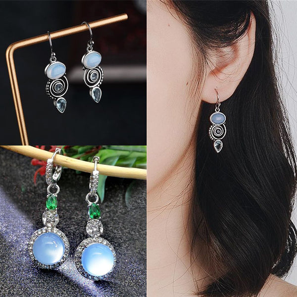 Engagement Wedding Jewelry Moonstone Earrings Topaz Ear Stud Moonstone Peridot