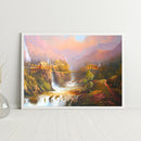 Frameless Oil Paint By Numbers Mountain Castle DIY Canvas Picture Craft Kit