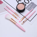 5pcs Eyes Makeup Brushes Set Portable Eyeshadow Eyebrows Beauty Pens (Pink)