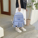 #A Large Capacity Backpack Simple Canvas Hit Color Student School Bookbag Rucksa