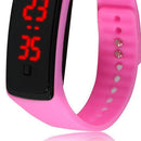 LED Silicone Bracelet Digital Children Men Women Sport Wrist Watch (Rose)
