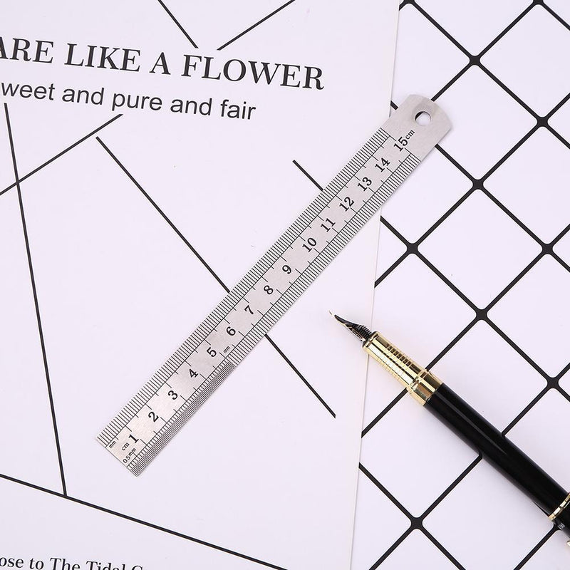 Stainless Steel Metal Straight Ruler Double Sided Measuring Tool (150mm) Newly