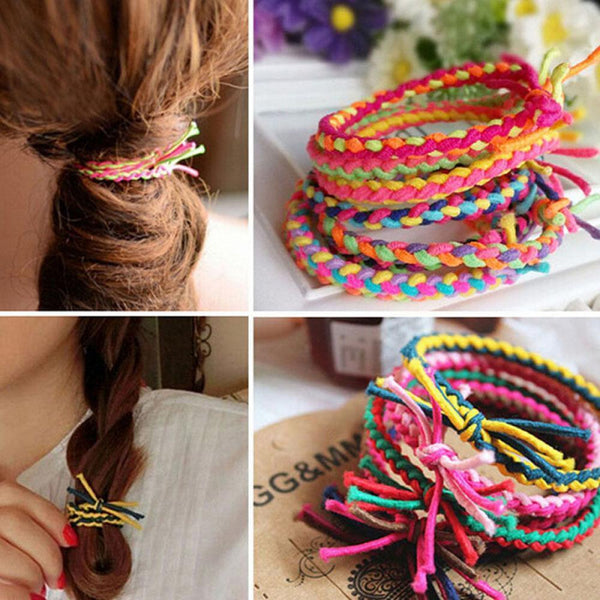 Wave Colorful Braided Ponytail Holder Elastic Rubber Hairband Hair Rope