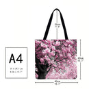 Pink flower tree Printed Shoulder Shopping Bag Casual Large Tote Handbag