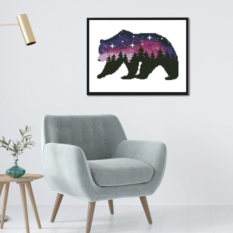 11CT Printed Partial Cross Stitch Handcraft Star Bear Artwork Wall Decor