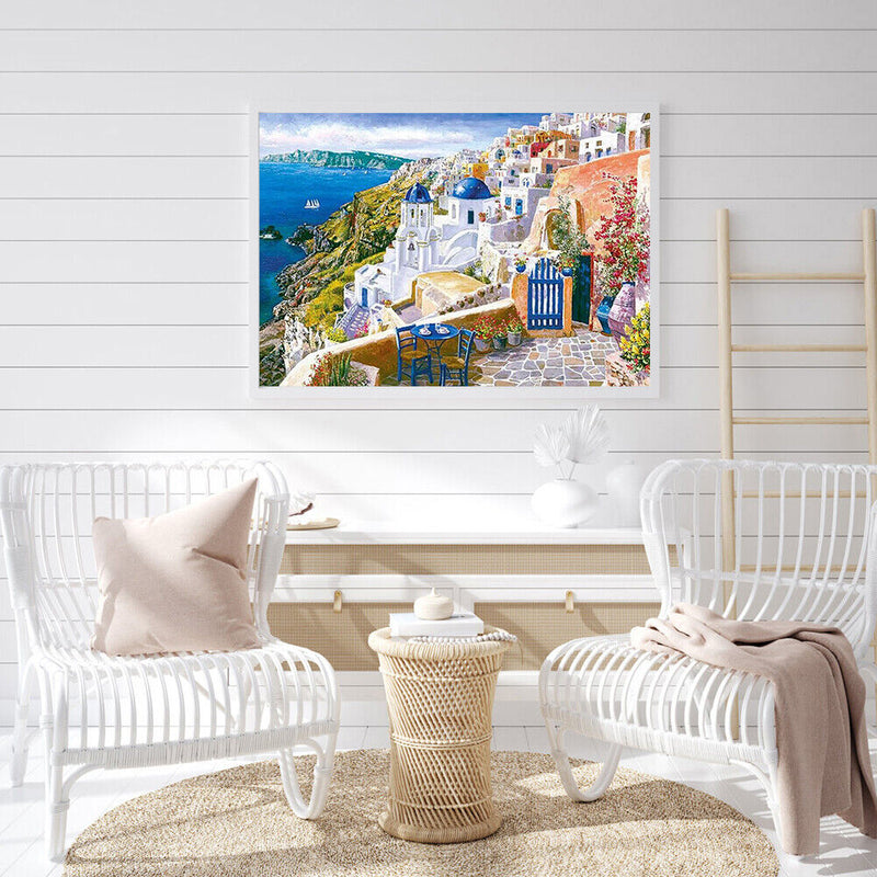 Painting By Numbers DIY Drawing Coastal Town Hand Painted Oil Canvas Kit Craf