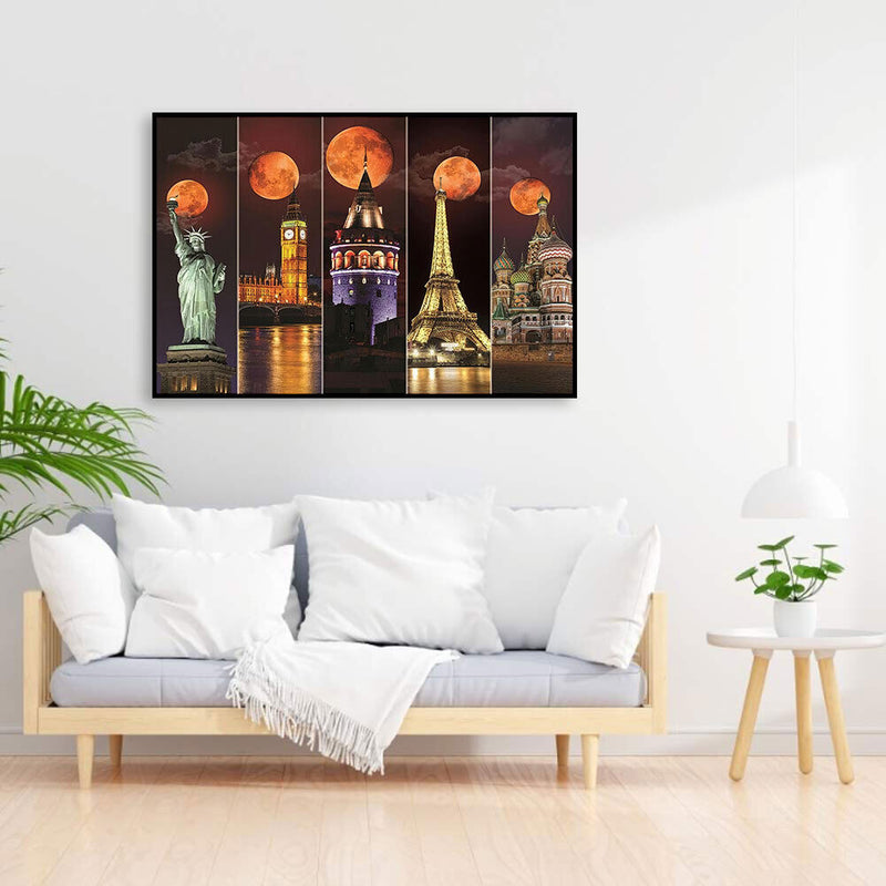 #A World Famous Places Full Cross Stitch 14CT Cotton Thread Printed Embroidery K