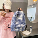 #A Casual Tie Dye Backpack Women Gradient Chain Canvas Backpack Daypack for Sh