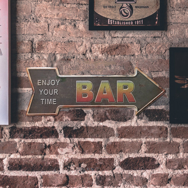 Special-shaped Metal Signs Arrow Bar Iron Painting Metal Wall Art Poster