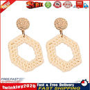 Korean Handmade Straw Woven Boho Geometric Large Women Drop Earrings (05) Newly