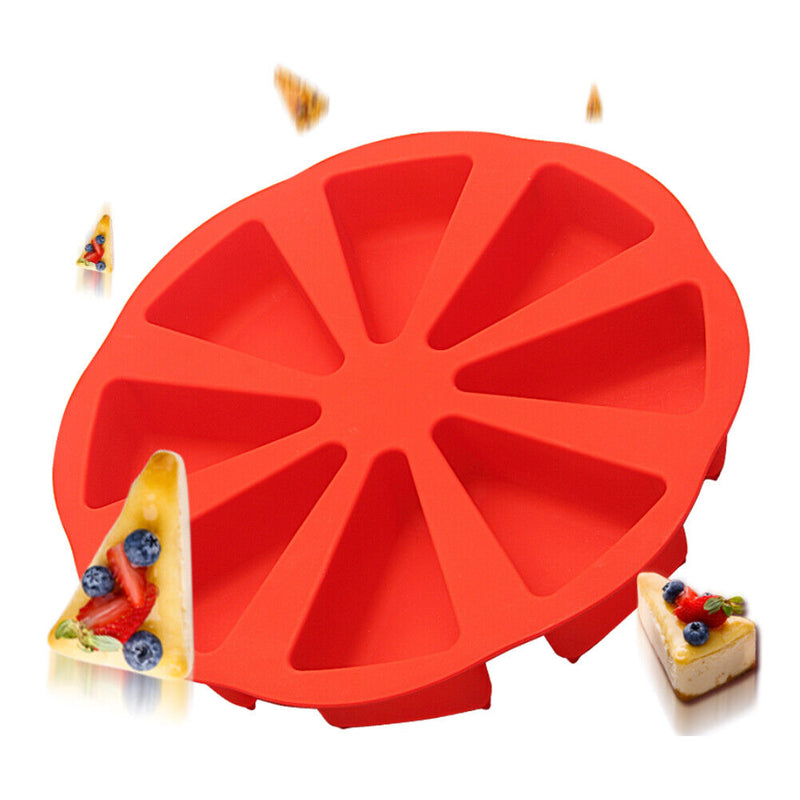 8 Grids Silicone Fondant Cake Molds Kitchen Pizza Plate Bakeware (Red) Newly