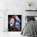 Full Cross Stitch 11CT Cotton DIY Rose and Owls Handmade Stamped Needlework Sets