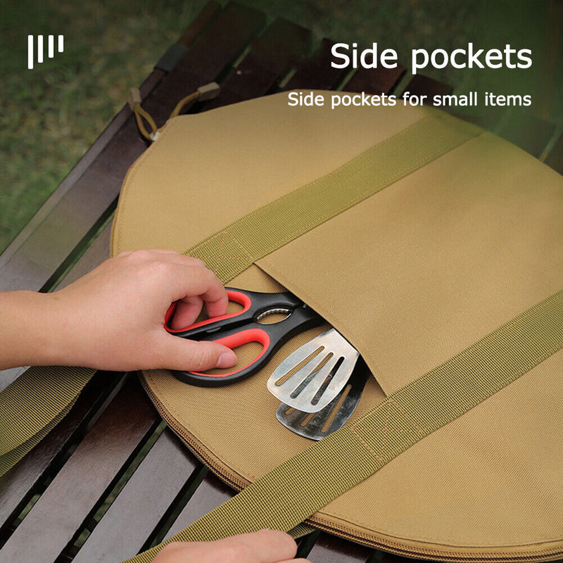 Outdoor Cast Iron Pot Storage Bags Cookware Frying Pan Organizer (Khaki) Newly